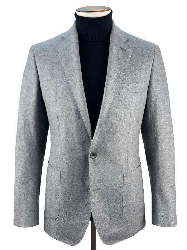 Men's Suits with Wool-Blend FabricsAdria Blazer - Light Grey Silk & Wool Basketweave