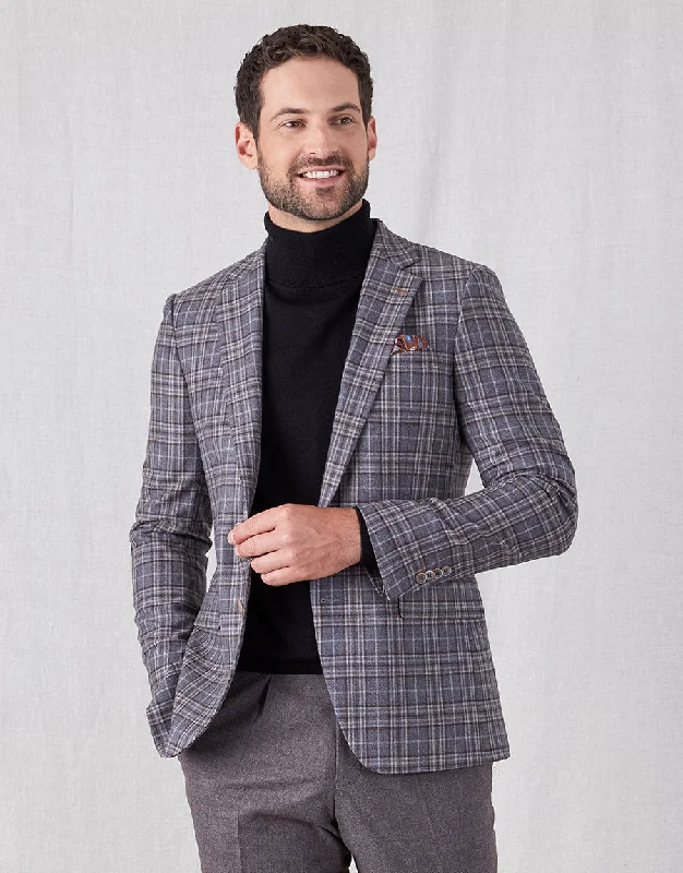 Men's Suits with Reinforced StitchingHawker Grey & Brown Check Blazer