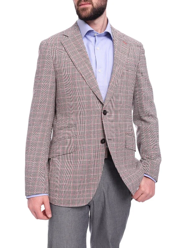 Men's Suits for Every OccasionNapoli Slim Fit Black & White Glen Plaid Half Canvassed Marzotto Wool Blazer