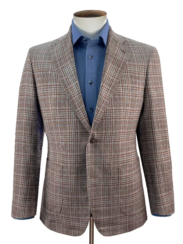 Men's Suits with Velvet FabricsScala Blazer - Brown & Blue Overcheck