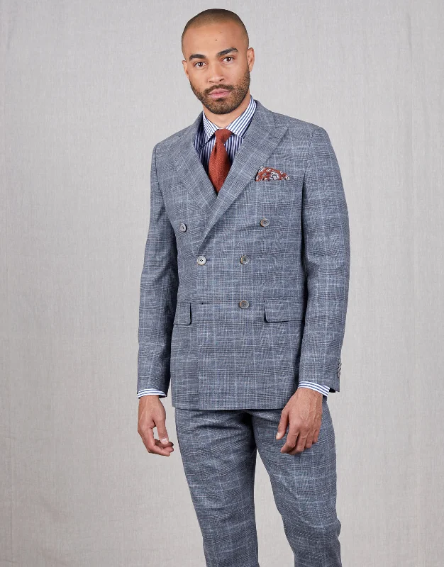 Men's Suits for Corporate SettingsWhetu Blue & Beige Check Blazer