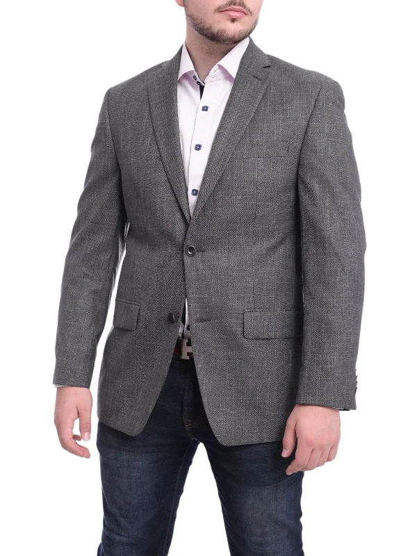 Men's Suits with Wrinkle-Resistant FabricsMens Michael Kors Classic Fit Solid Gray Two Button Blazer Sportcoat Jacket