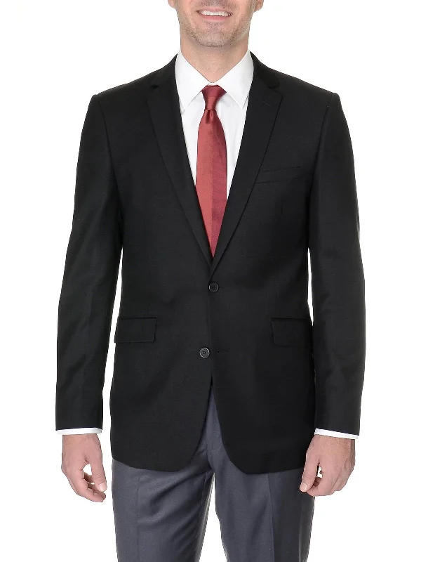 Men's Suits with Patch PocketsRaphael Regular Fit Solid Black Two Button Blazer Suit Jacket