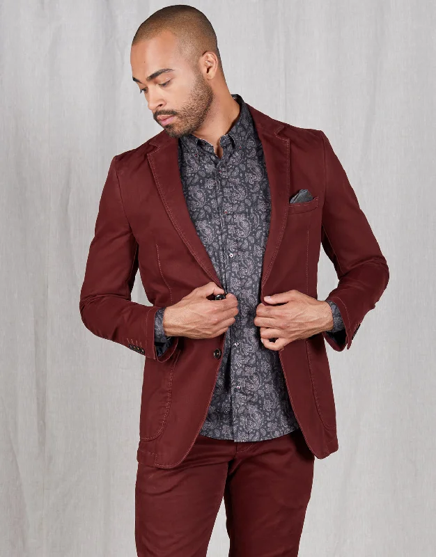 High-Quality Men's Custom SuitsSpectre Burgundy Twill Blazer