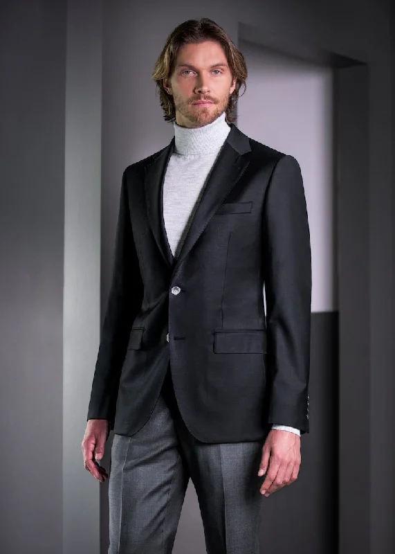 Men's Suits with Cotton-Blend FabricsBaroni  - Solid Black Blazers