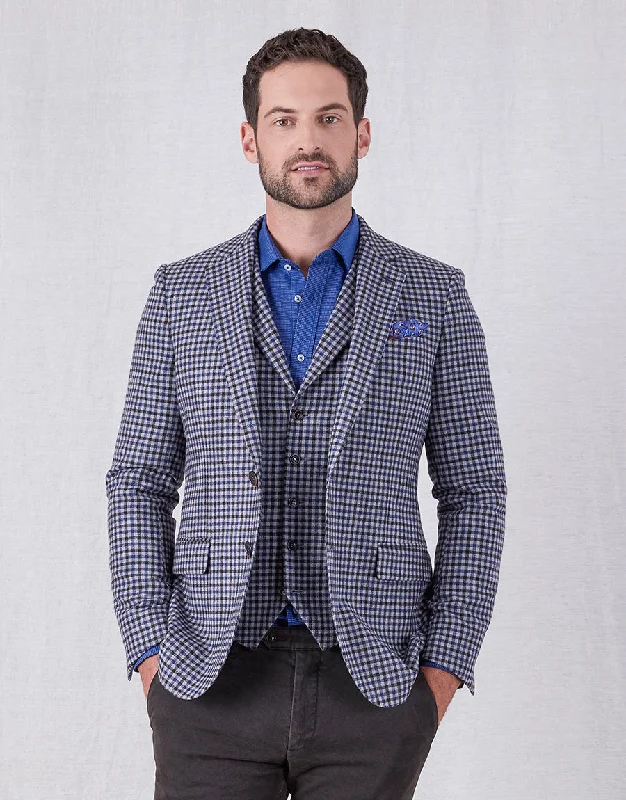 Men's Suits with Single VentsHawker Gun Check Blazer