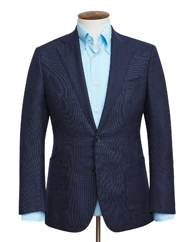 Men's Suits with Matching Ties and Pocket SquaresMixed Blue Micro Basketweave Blazer