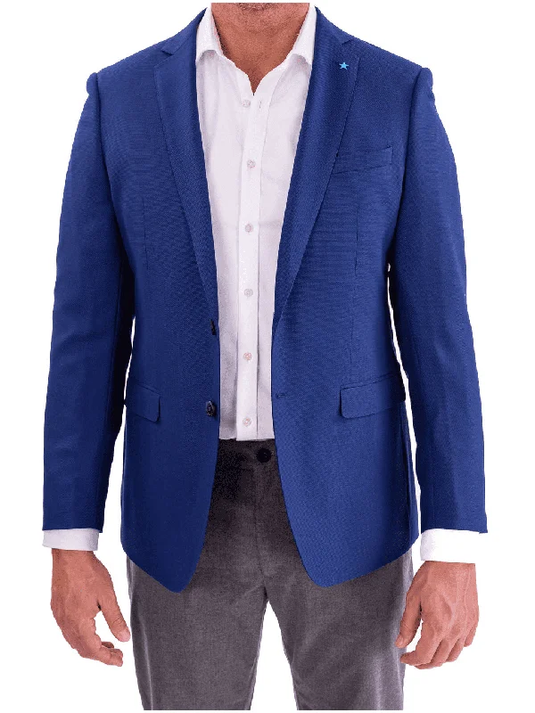 Men's Suits with Tweed FabricsBlujacket Mens Blue Textured 100% Wool 2 Button Regular Fit Blazer Sportcoat