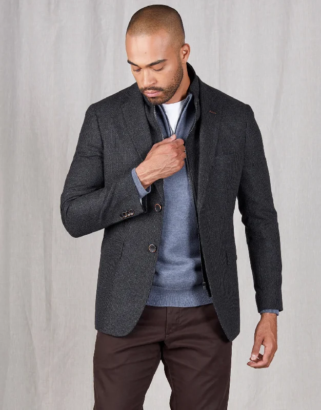 Men's Suits with Custom MonogramsSestri Charcoal Grey Textured Blazer