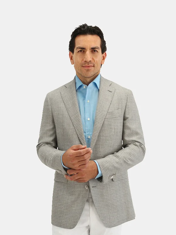 Men's Suits with Unstructured JacketsPienza Blazer Wool Silk & Linen Houndstooth Heather