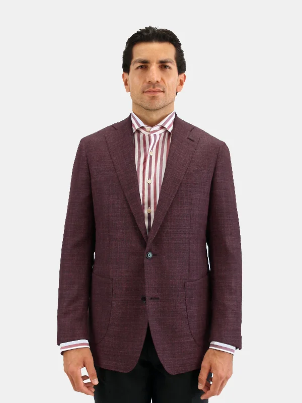 Men's Suits with Notched LapelsLago Blazer Wool & Silk Basketweave Grape