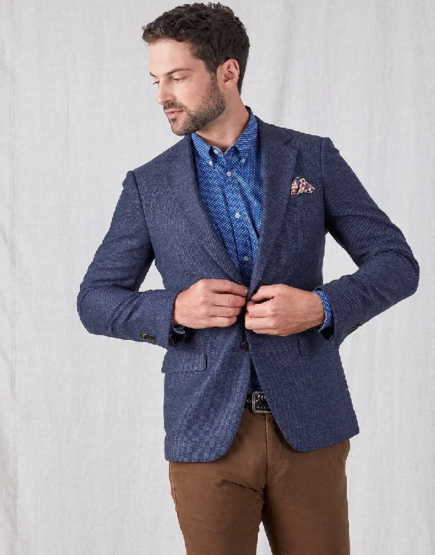 Men's Suits with Flap PocketsHawker Blue Twill Jacket