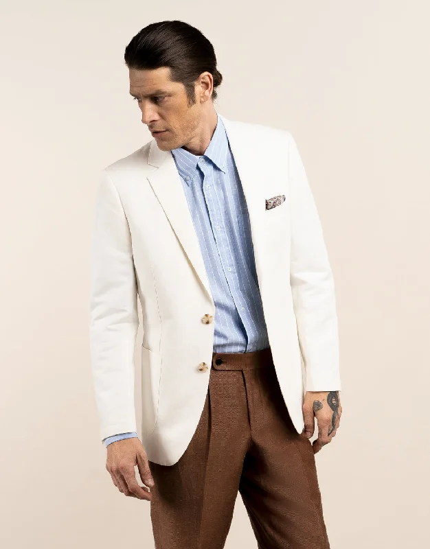 Men's Suits with Skinny LegsMalta White Linen Blend Blazer