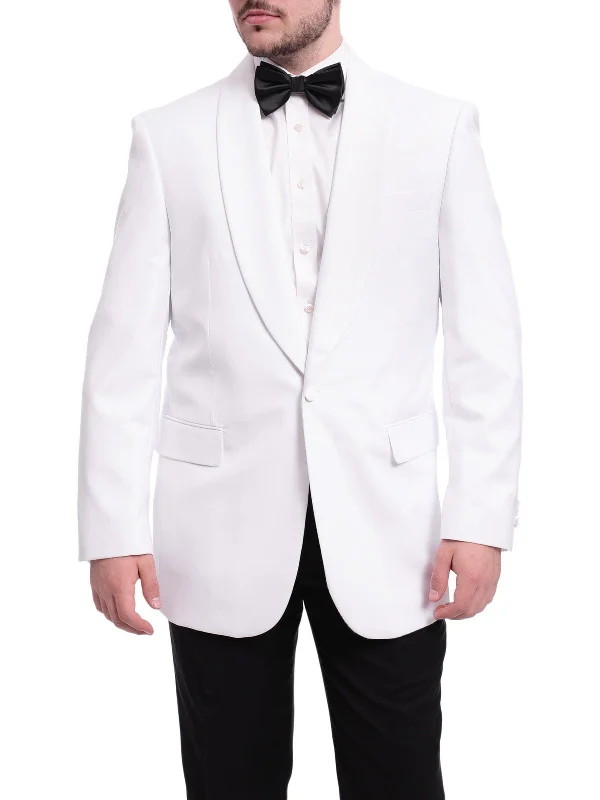 Men's Suits with Custom MonogramsMens Giorgio Forelli Classic Fit Solid White 1 Button Dinner Jacket