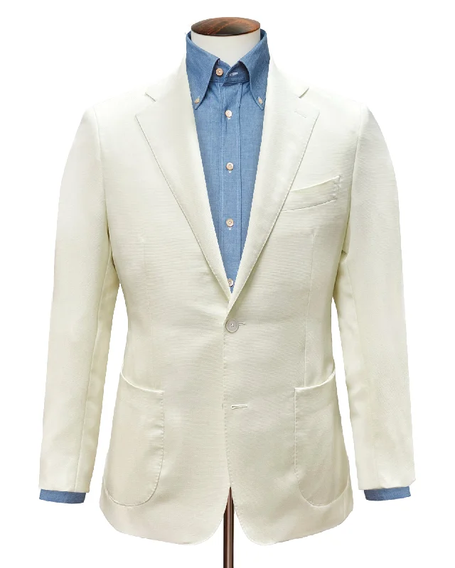 Men's Suits for Creative FieldsSpiga Blazer - Ivory Hopsack Wool