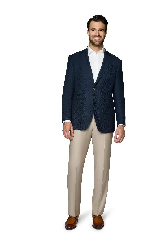 Men's Suits with Two-Button JacketsBerragamo Elegant Wool Blazer Modern Fit - Navy