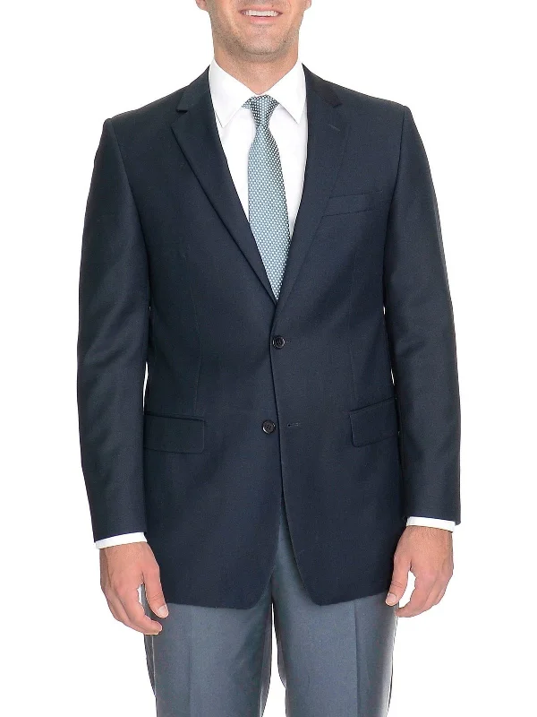 Affordable Men's SuitsRaphael Regular Fit Solid Navy Blue Two Button Blazer Suit Jacket