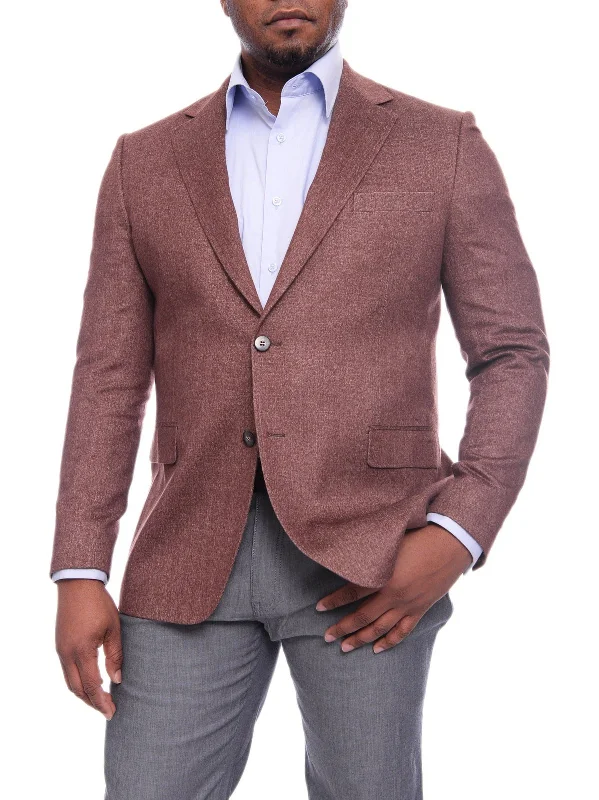 Warm Men's Wool-Blend SuitsNapoli Slim Fit Brown Herringbone Half Canvassed Wool Cashmere Blazer Sportcoat