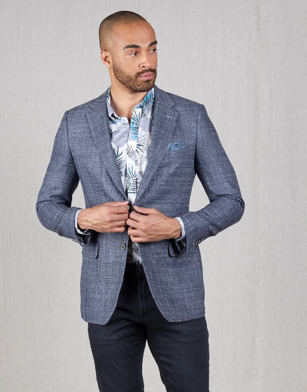 Men's Suits with Brass ButtonsHawker Blue Textured Blazer