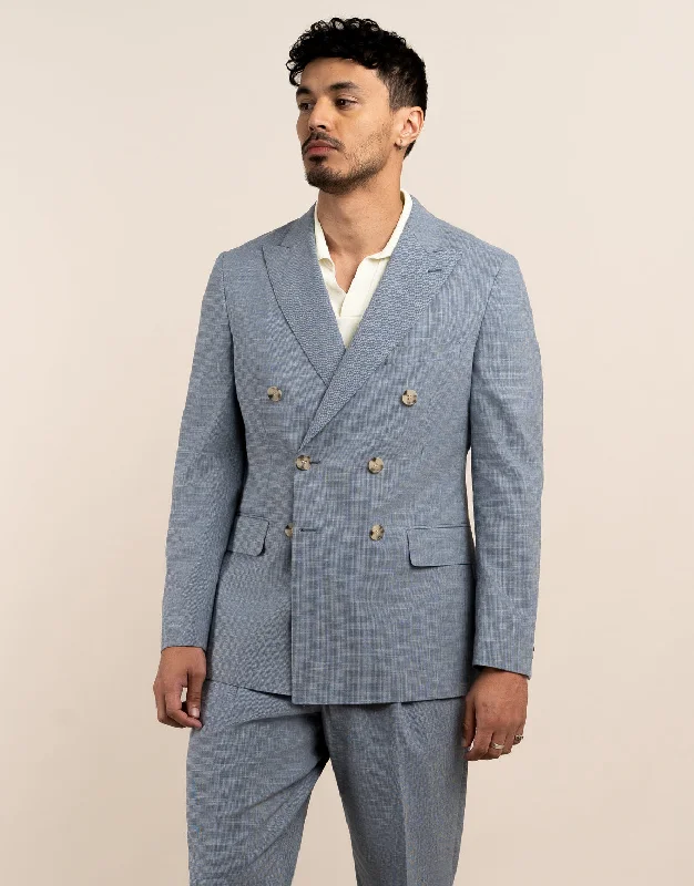 Men's Suits with Patch PocketsWhetu Light Blue Houndstooth Blazer