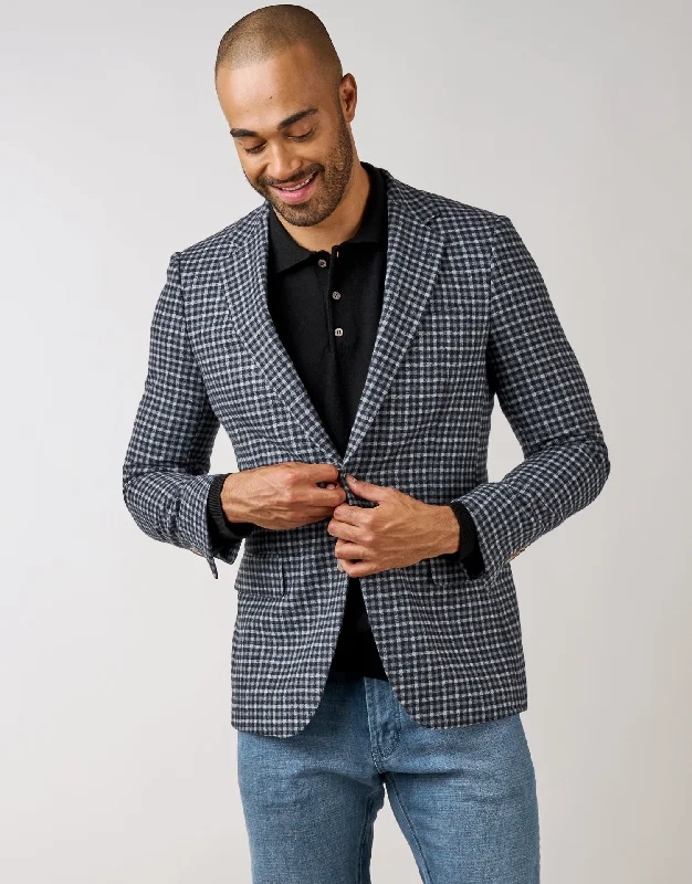 Men's Suits with Double VentsHawker Blue Guncheck Blazer