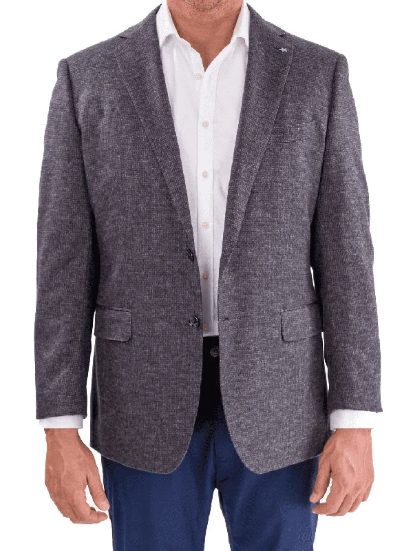 Men's Suits with Stretch FabricsBlujacket Mens Blue & Gray Silk Cashmere Regular Fit 2 Button Blazer Sportcoat