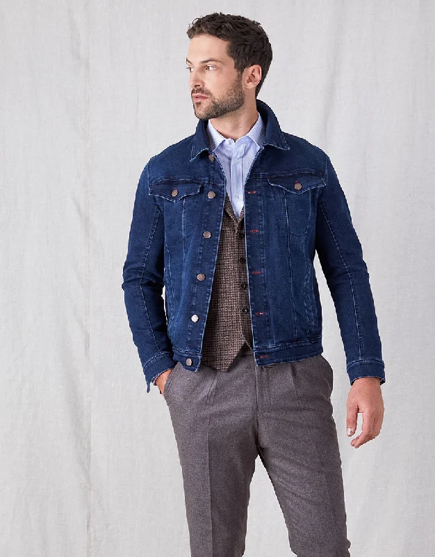 Men's Suits with Pleated TrousersKrist Washed & Faded Denim Jacket