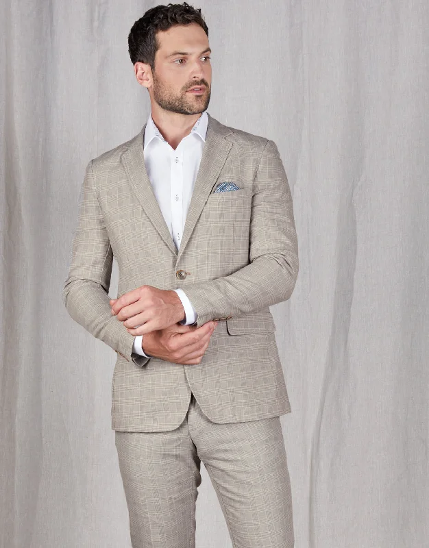 Men's Suits for WeddingsSplit Beige & Grey Check Blazer