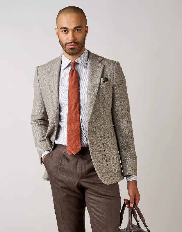 Men's Suits with Plain-Front Trouser WaistsBatten Light Brown Micro-design Blazer