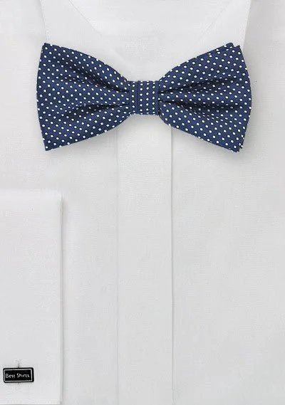 Navy Pin Dot Bowtie