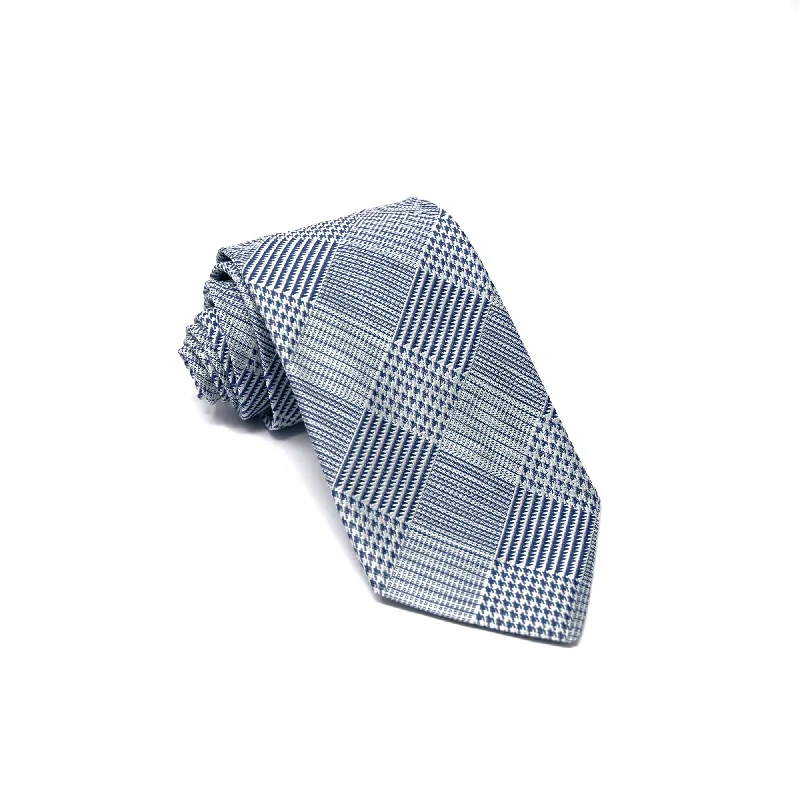 Silk Navy Multi-Houndstooth Check Tie