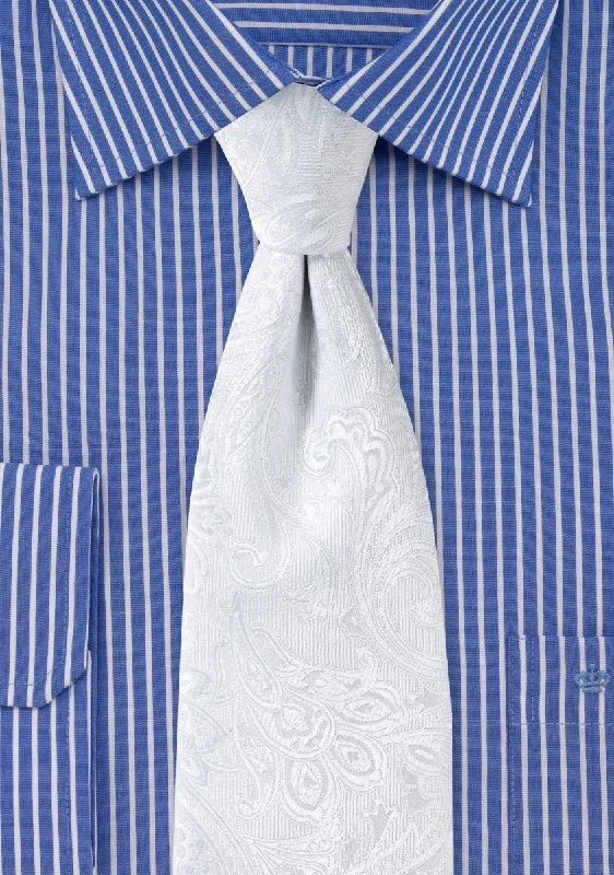 White Proper Paisley Necktie