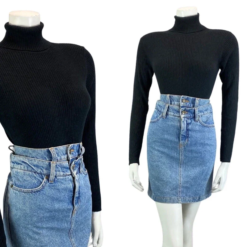 2000s Y2K Blue Double Waistband Fendi Jeans Designer Short Denim Skirt XS 4