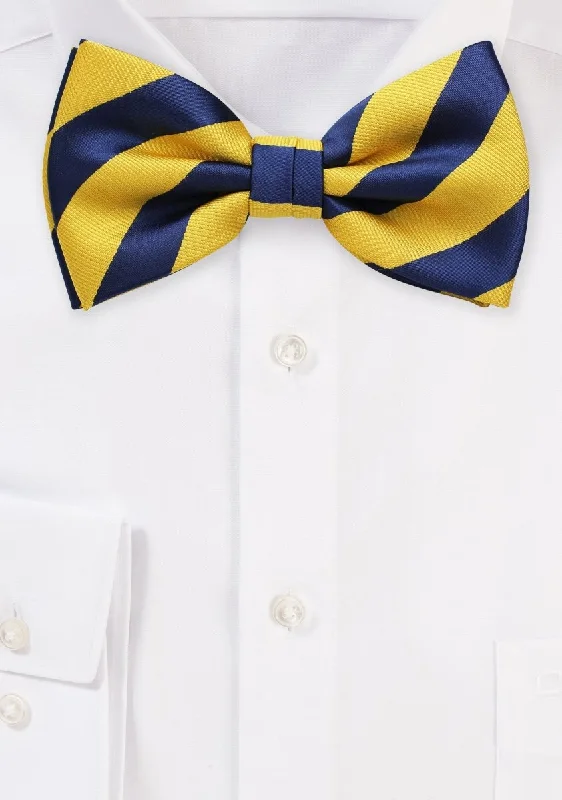 Preppy Yellow Repp&Regimental Striped Bowtie