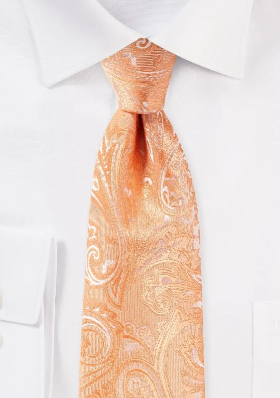 Peach Hued Summer Proper Paisley Necktie