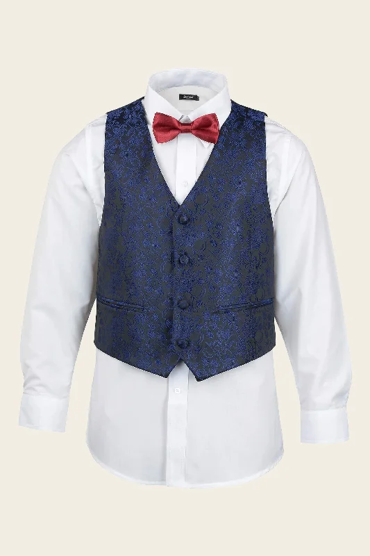 Boys Navy Embroidery Vest