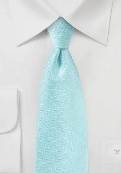 Pool Blue Herringbone Necktie