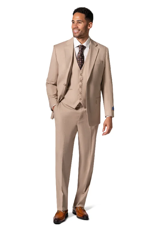 Berragamo MARCO UNI 3PC Notch Modern Suit - Tan