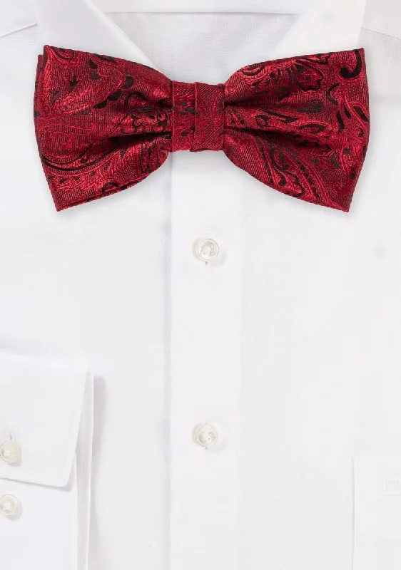 Ruby Red Proper Paisley Bowtie