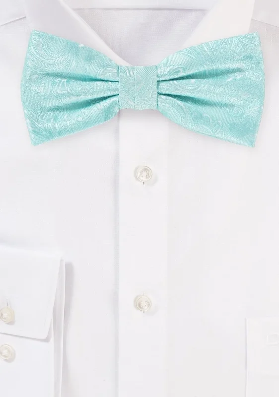 Robins Egg Blue Proper Paisley Bowtie