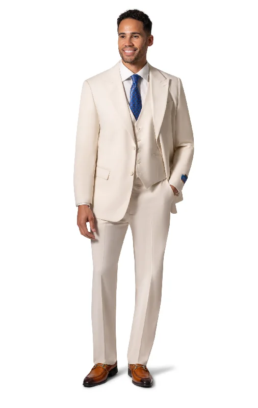 Berragamo MARCO UNI 3PC modern Peak Suit - Cream