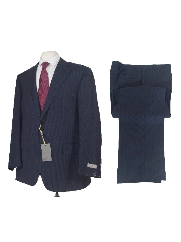 Canali 1934 Mens 48R Drop 7 Navy Blue Check 100% Wool 2 Piece Suit