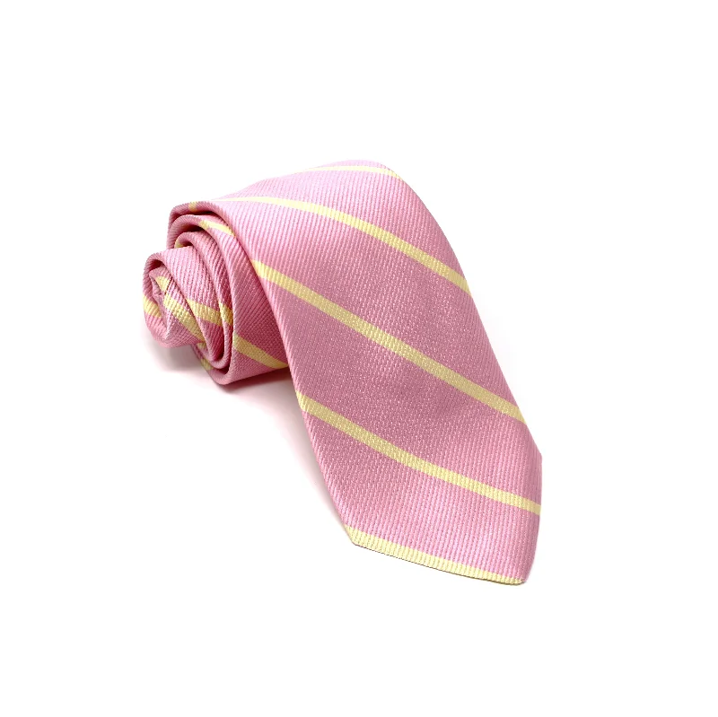 Silk Pink and Gold Stripe Tie