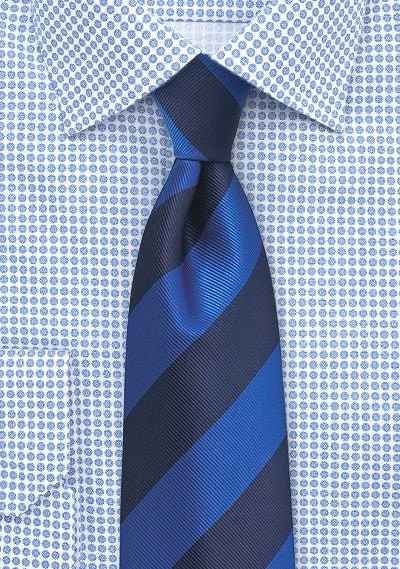 Royal Blue and Navy Repp&Regimental Striped Bowtie