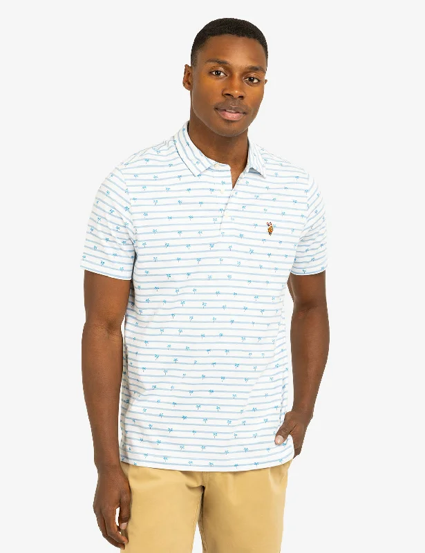 Men's Geometric Print Shirts for a Modern TwistALL OVER PALM PRINT JERSEY POLO SHIRT