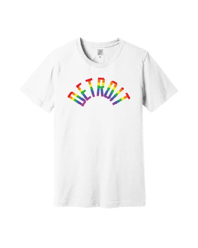 Men's Shirts with Pleated HemlinesInk Detroit Rainbow T-Shirt - White