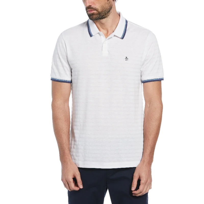 Men's Shirts with Roll-Up SleevesCotton Jacquard Solid Polo