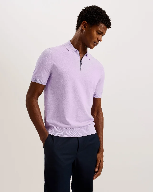 Men's Limited Edition Shirts for ExclusivityDaldin Short Sleeve Rayon Zip Polo Shirt Lilac