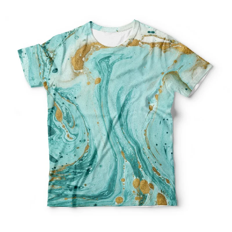 Men's Shirts with Asymmetrical HemlinesDecorative Marble Texture T-Shirt