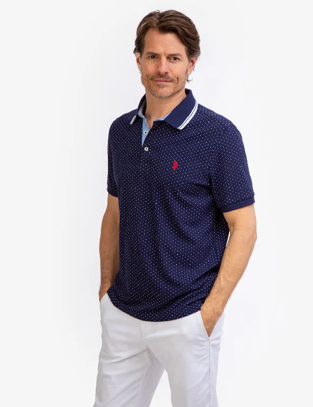 Men's Collared Shirts for Formal OccasionsDOT PRINT POLO SHIRT